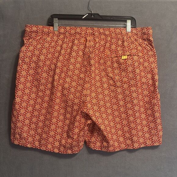 Tommy Bahama Swim Trunks Mesh Lined Pockets Mens XXL Orange Geometric Print - Picture 12 of 13
